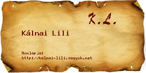 Kálnai Lili névjegykártya